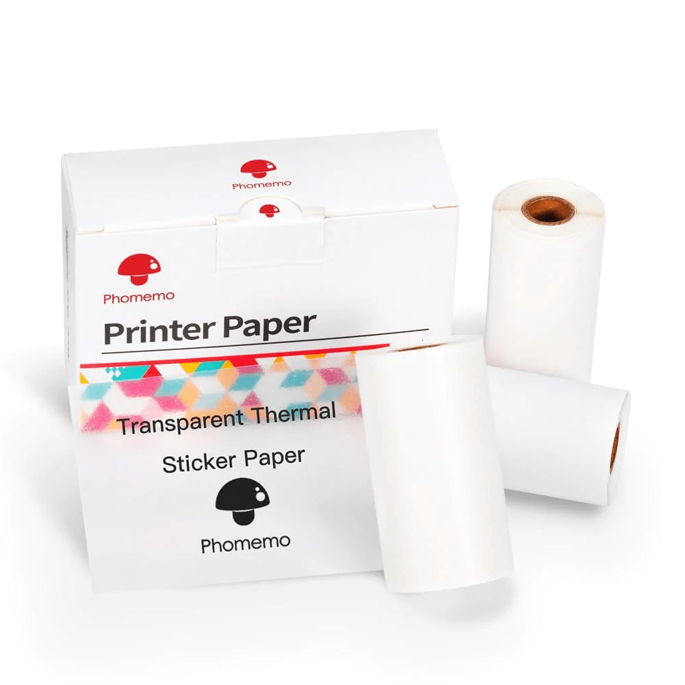 Phomemo Support de Rouleau de Papier et Ensemble de Papier Thermique,  Comprenant Trois Rouleaux de Papier Thermique Autocollant Blanc Et Un  Support de Rouleau de Papier M02 : : Fournitures de bureau