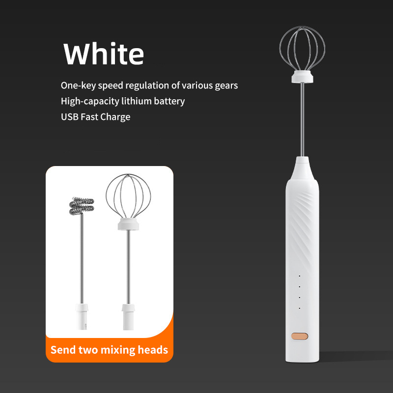 Usb Rechargeable Powerful Egg Beater, Handheld Foam Mixer, Mini Electric Milk  Frother (with Double-head)