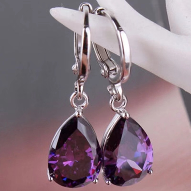 Multicolor Teardrop Zircon Drop Dangle Earrings