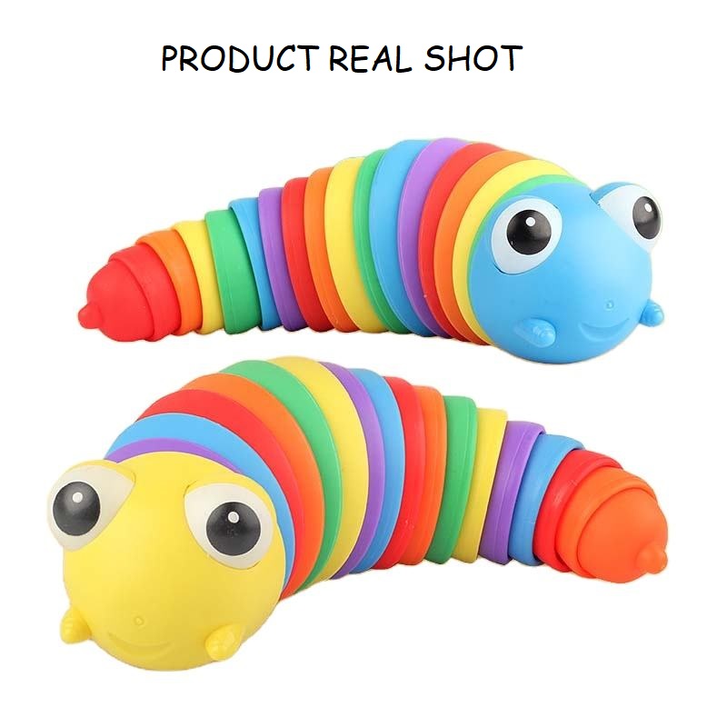 Rainbow Wriggly Slug Fidget Toy, Articulated Sensory Stress and Anxiety  Relief - Autism Special needs ASD SEN ADHD SPD Stocking Filler Party Favour  Toys (Slug) : : Toys & Games