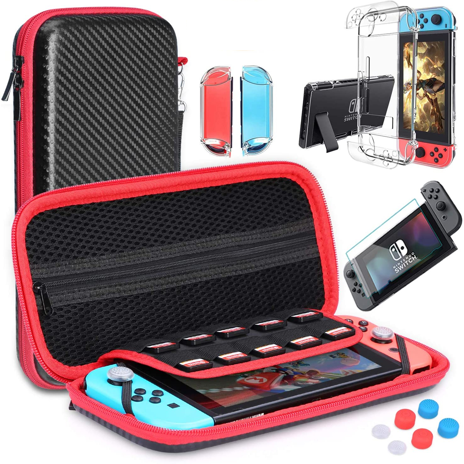  HEYSTOP Switch Lite Carrying Case for Nintendo Switch Lite with  Protective Case, 8 Games Cartridges, Screen Protector, Thumb Grip Caps for  Nintendo Switch Lite Accessories Bundle Travel Case : Video Games