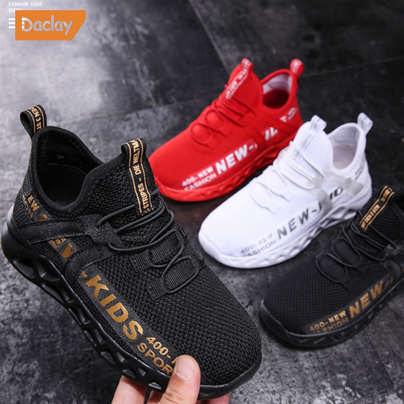 

Daclay Kids Sports Shoes, Breathable Running Shoes For Spring And Autumn, Casual Knit Sneakers For Girls Boys School Students Teenager