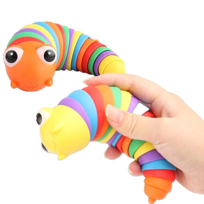 Rainbow Wriggly Slug Fidget Toy, Articulated Sensory Stress and Anxiety  Relief - Autism Special needs ASD SEN ADHD SPD Stocking Filler Party Favour  Toys (Slug) : : Toys & Games