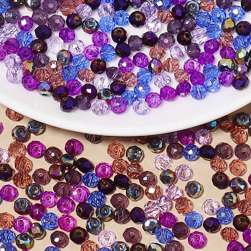 Assorted Colors 4mm Round Crackle Glass Beads (5 Strands)