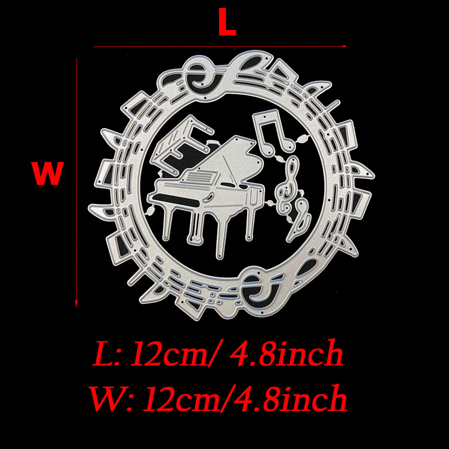 Image of Music Note Piano Cutting Dies Circle Frame For Scrapbooking Greeting Card Making Paper Crafts