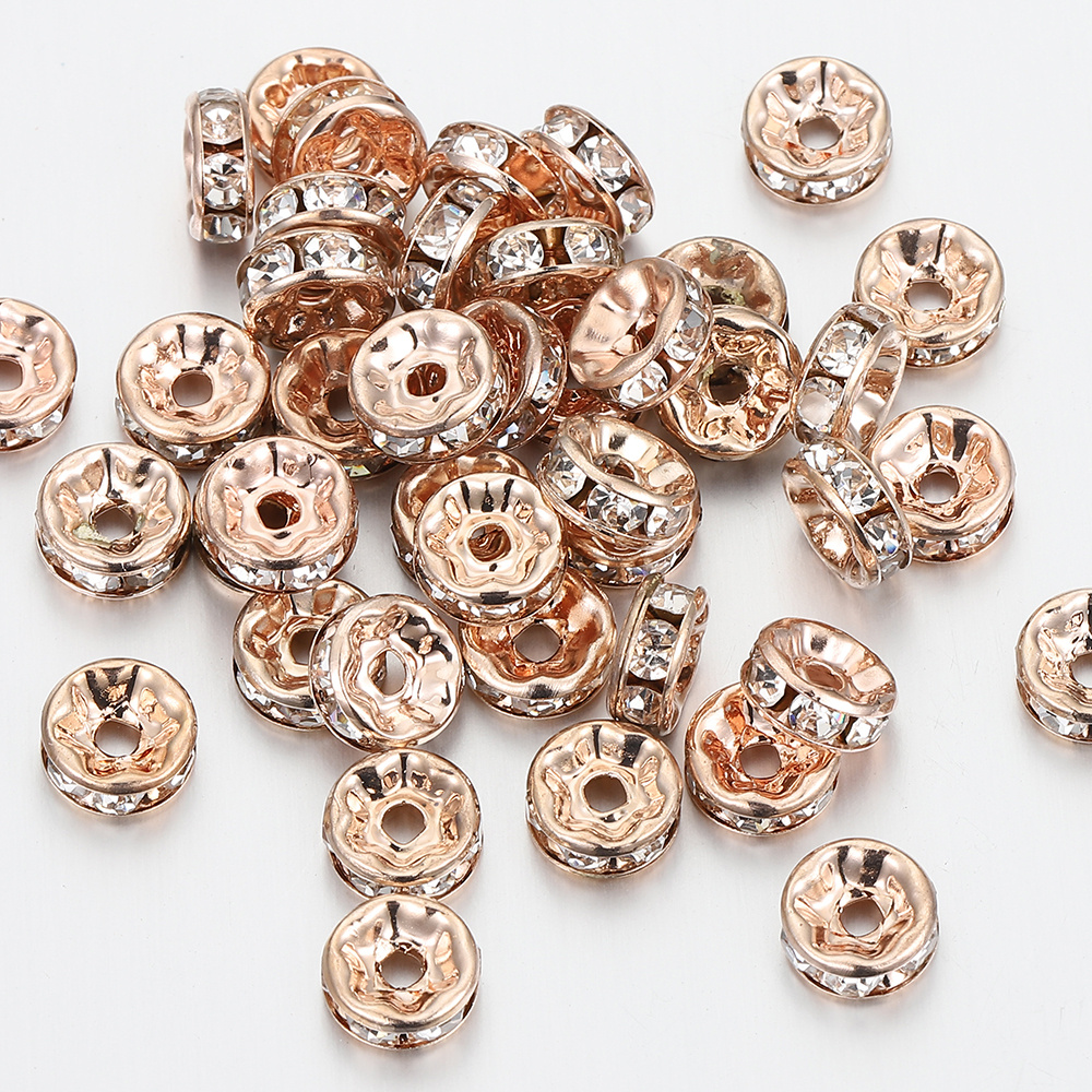 Rhinestone Rondelles Spacers Crystal Beads For Diy Jewelry - Temu