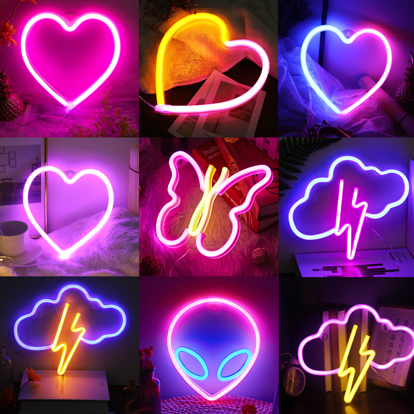 Led Sweet Heart Butterfly Neon Lights Sign For Wall Decor Temu Italy