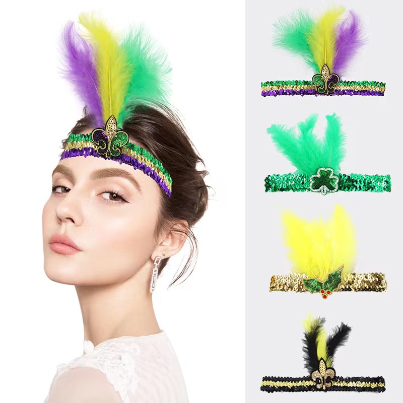 Masque De Carnaval En Fausses Plumes Bandeau À Paillettes - Temu