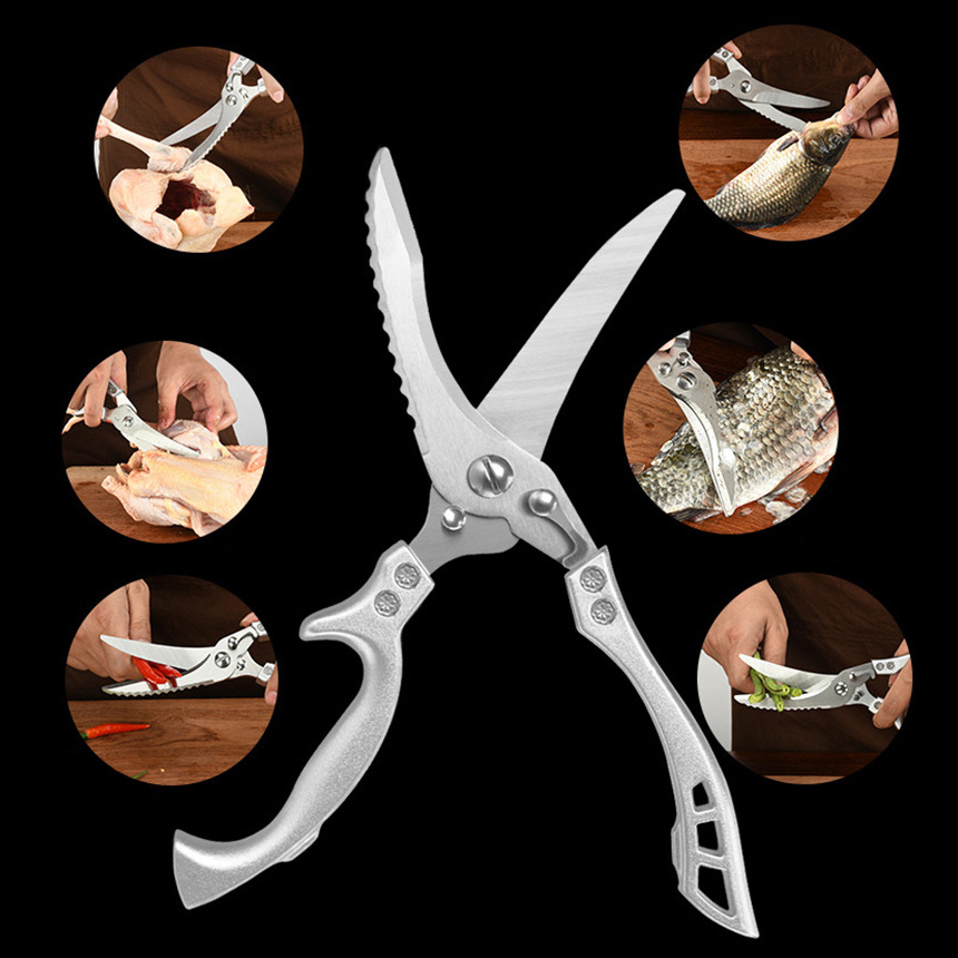 Stainless Steel Kitchen Scissors Fish Meat Chicken Fruits - Temu