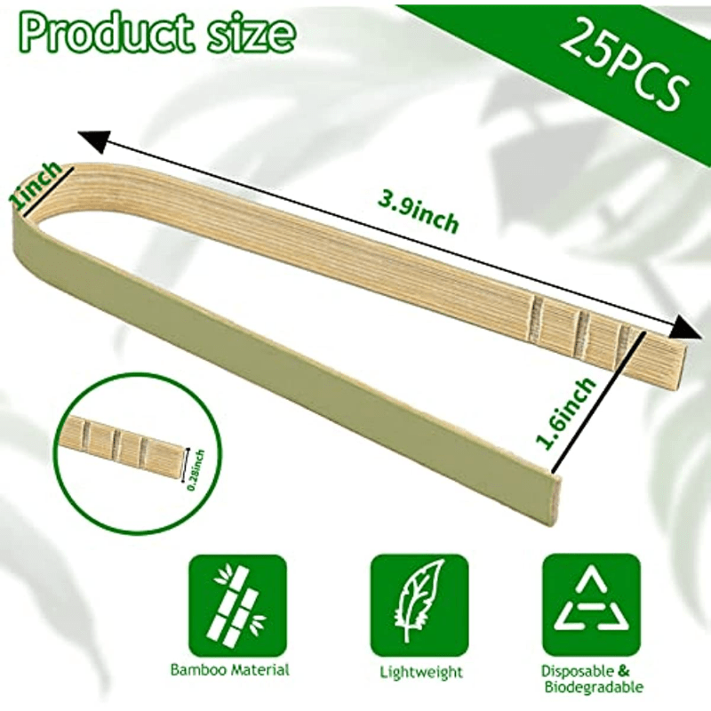 25pcs Mini Bamboo Tongs Disposable Wooden Tongs Bamboo Tongs For Deli Shop  For Toast Cheese Bacon Cake Fruit Bread Snacks 3 9inch, Save Money On Temu