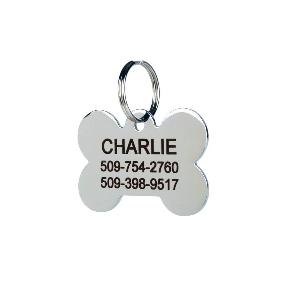 TEMU Étiquette de chien en acier inoxydable personnalisée pour animaux de compagnie - Étiquette de nom de chien gravée - Étiquettes d'identification