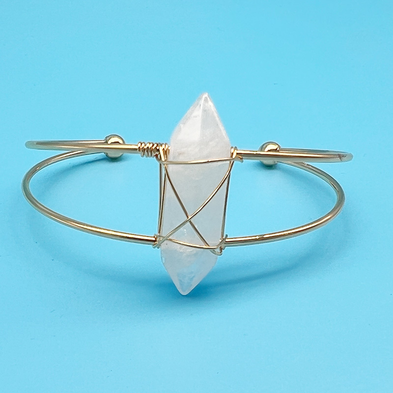 Pure Natural Crystal Hexagonal Column Bangle