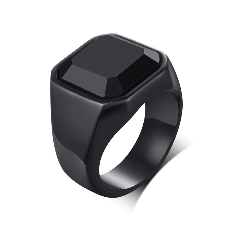 Men's Stainless Steel Agate Ring