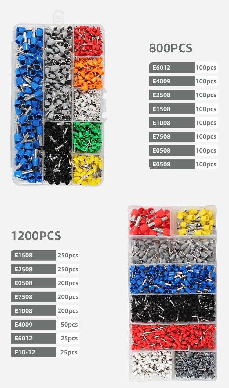 Qibaok 840 conectores de cables eléctricos, terminales de crimpado de  alambre aislados, kit surtido de balas de desconexión rápida con anillo de  tope