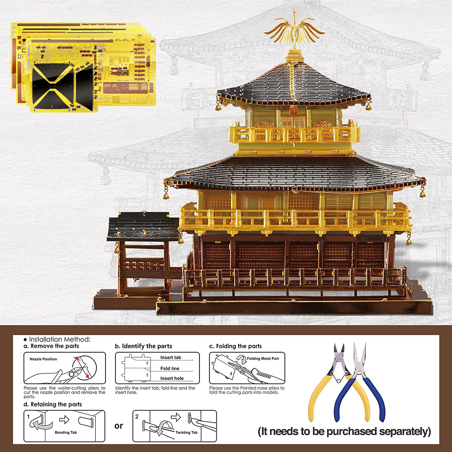 Piececool 3d Metal Model Kits Adults Kinkaku ji Golden Temu