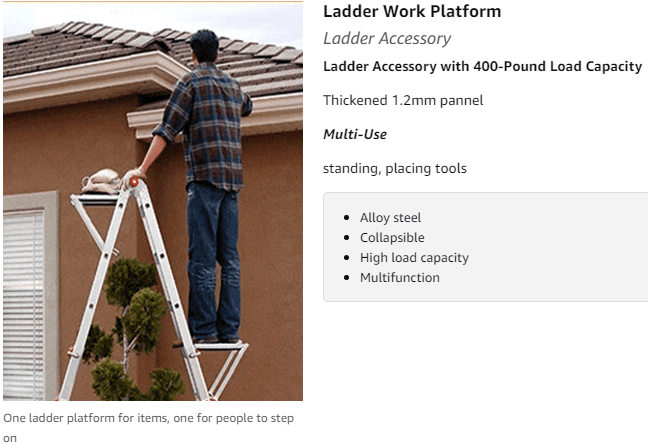 Ladder Platform Accessory, Heavy Duty Ladder Work Stand System Accessories  Holds 400 Pound : : Tools & Home Improvement
