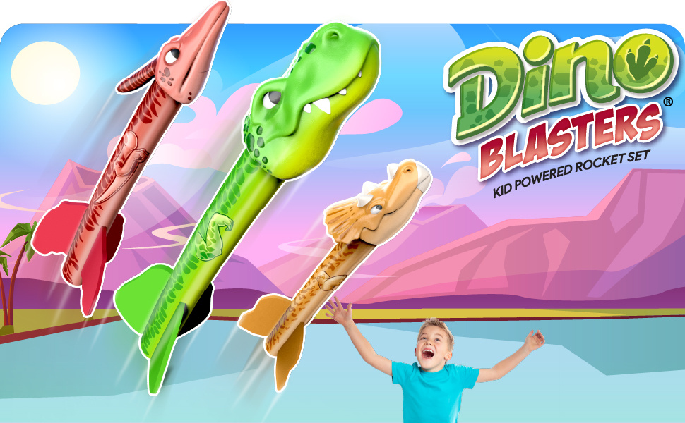  MindSprout Dino Blasters, Rocket Launcher for Kids - Launch up  to 100 ft. Birthday Gift, for Boys & Girls Age 3, 4, 5, 6, 7, Years Old -  Outdoor Toys, Family