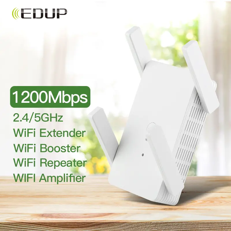 1pc wifi extender wifi booster repeater covers up to 8200 sq ft 1200mbps dual band internet booster 5g 2 4g wifi extenders signal booster for home internet extender wifi booster 4 external antennas details 0
