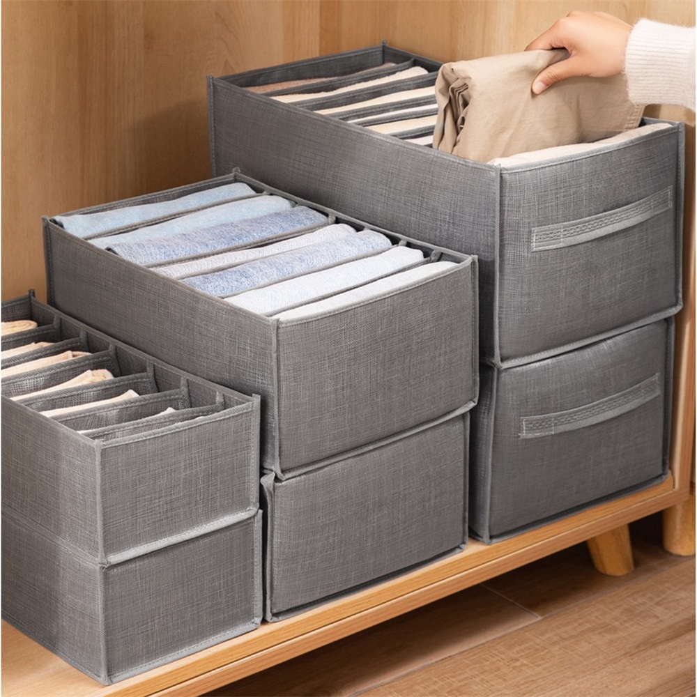 Clothes and pants fabric storage box with compartments for organizing  underwear, used in home wardrobe drawers for storage Only د.ب.‏ 1.90 بات  بات Mobile