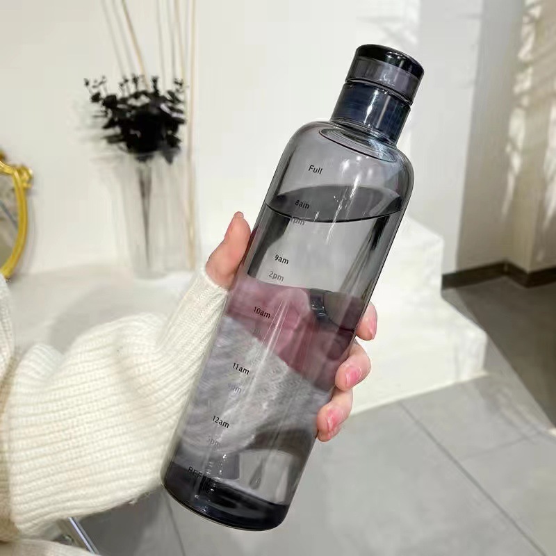 500ml Glass Water Bottle Creative Large Clear Water Bottle with Time Marker  Outdoor Potable Sport Bottle Leakproof Drink Bottle