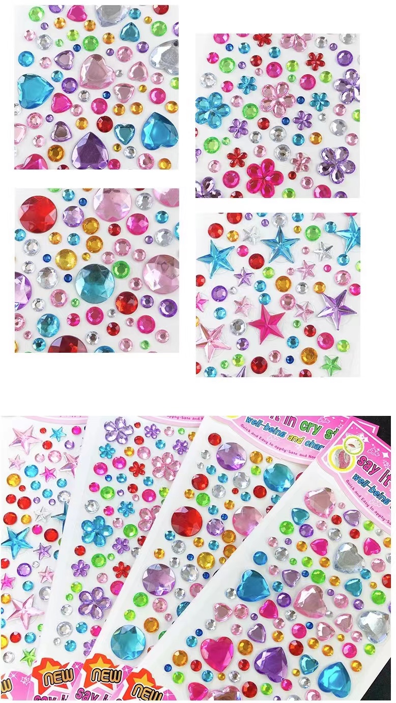 Children Diy Stickers Crystal Rhinestones Sticker Cartoon 3d - Temu