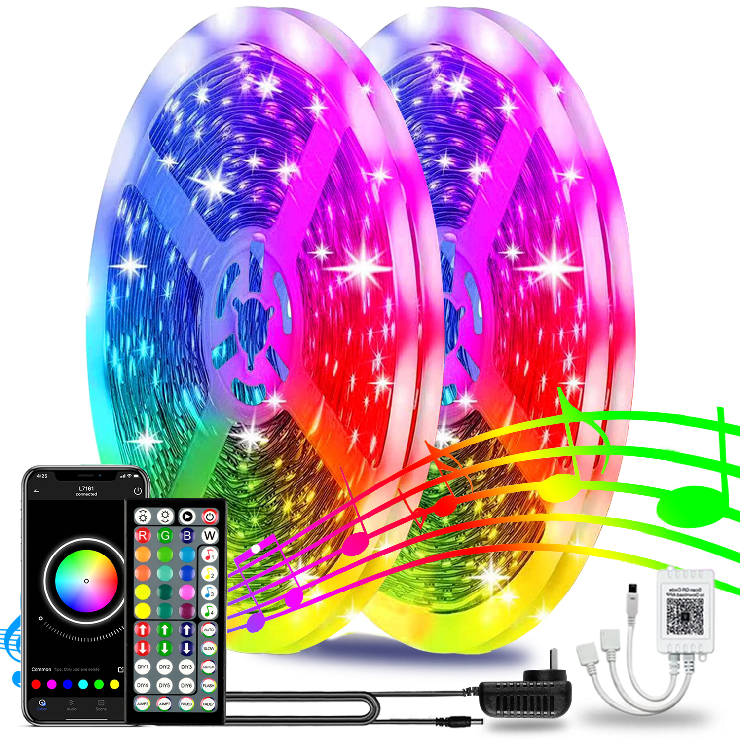 131ft/100ft Strisce Led Rgb 5050 Controller App A 44 Tasti + - Temu Italy