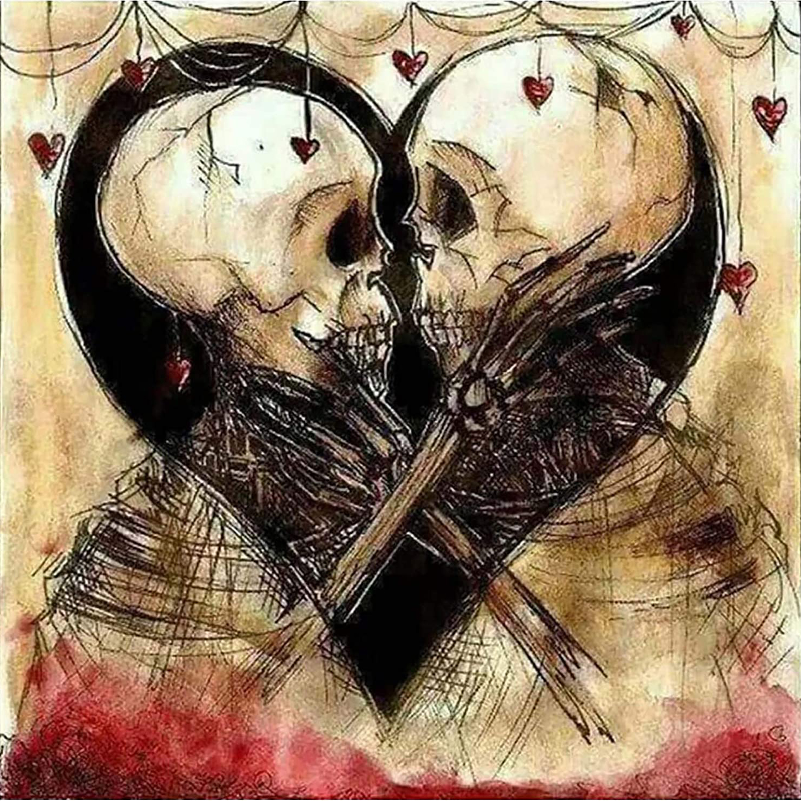 5D Diamond Painting Skeleton Of Love Paint With Diamonds DIY Diamond Art  Skeleton Of Couple Paint By Number Kits Full Diamond Rhinestone For Home  Wall