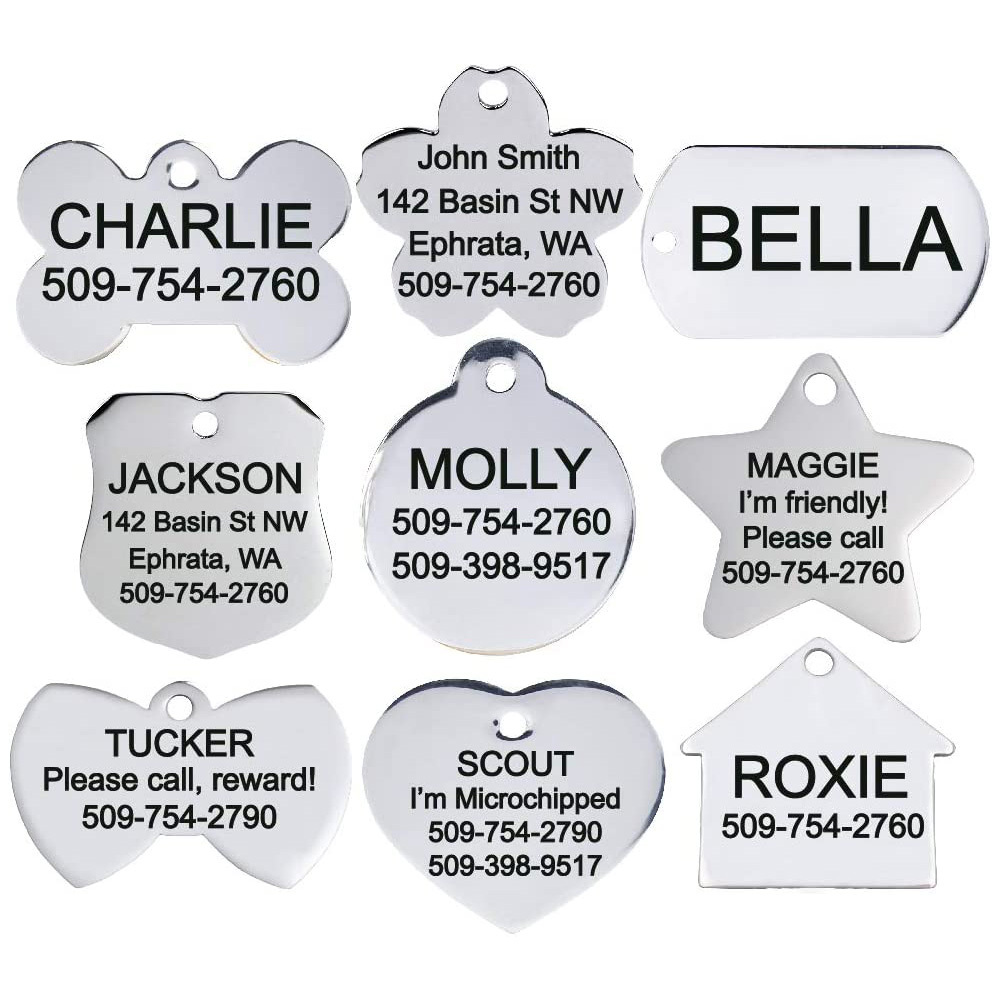 Slide-On Personalized Stainless Steel Pet ID Tag