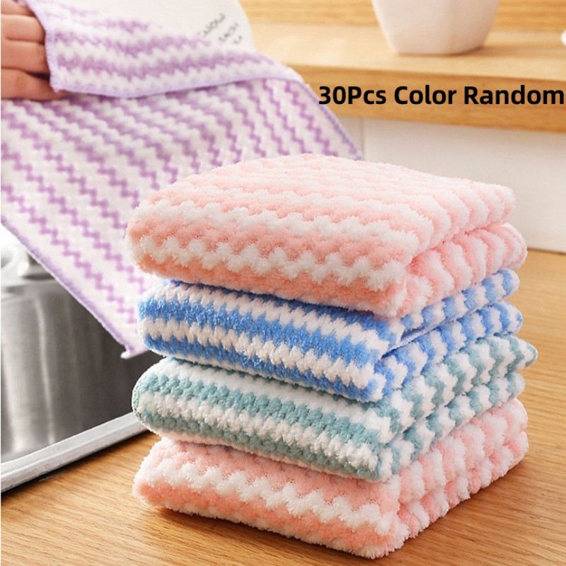 5pcs Kitchen Dish Cloths Soft Absorbent Dish Rag Reusable Dish Towels  Household Washable Cleaning Cloth Housework Clean Towel Kitchen Cleaning