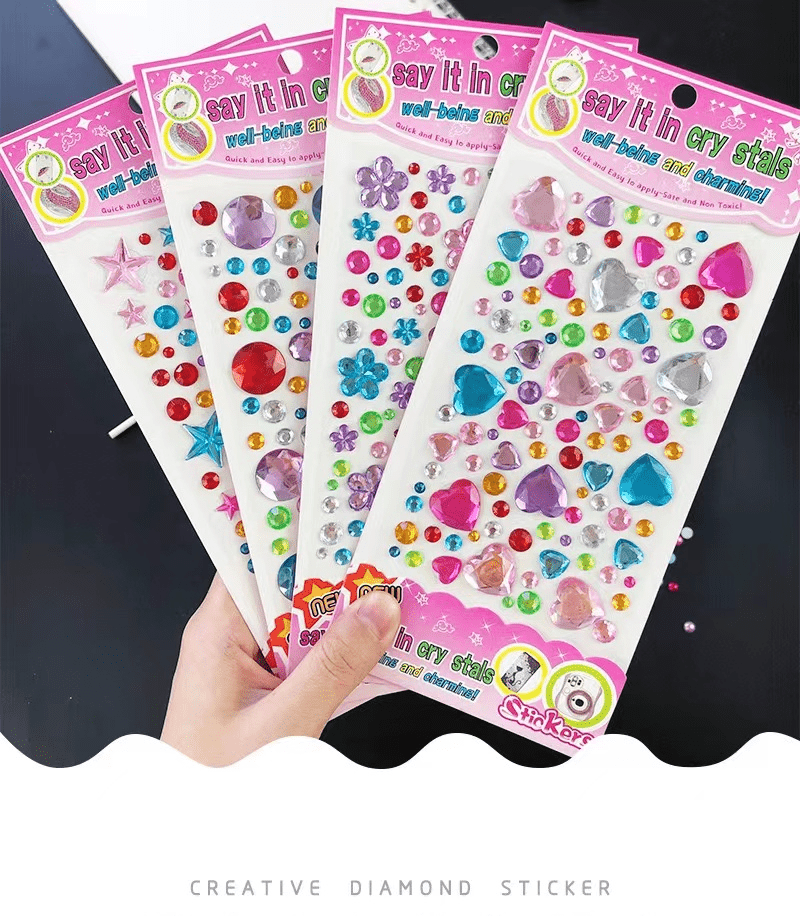 Children Diy Stickers Crystal Rhinestones Sticker Cartoon 3d - Temu