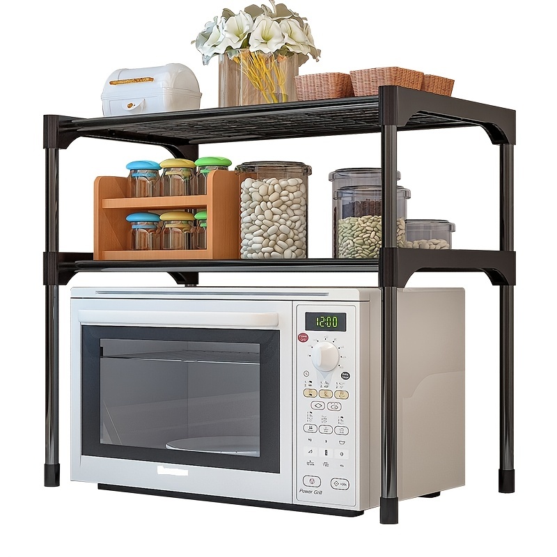 1pc Kitchen Storage Rack, 2 Tier Microwave Oven Shelf Utensil Organizer  Multipurpose Counter Shelf