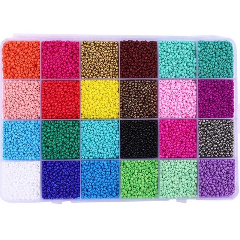 BALABEAD 24000pcs in Box 24 Multicolor Assortment 12/0 Glass Seed Beads 2mm  Craft Seed Beads, Hole 0.6mm (1000pcs/Color, 24