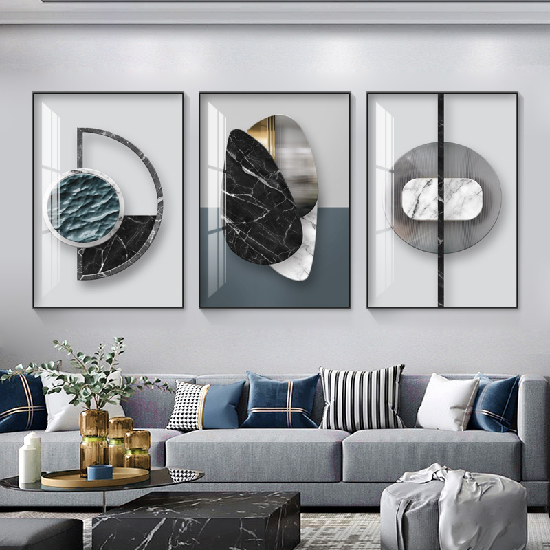 Frameless Abstract Geometric Canvas Painting Black And White - Temu