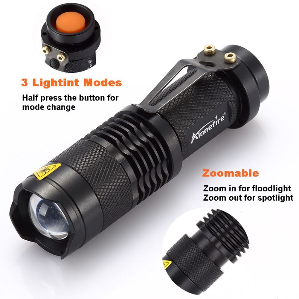 Vastfire-Mini linterna LED SK68 con zoom de 1200LM, XPE