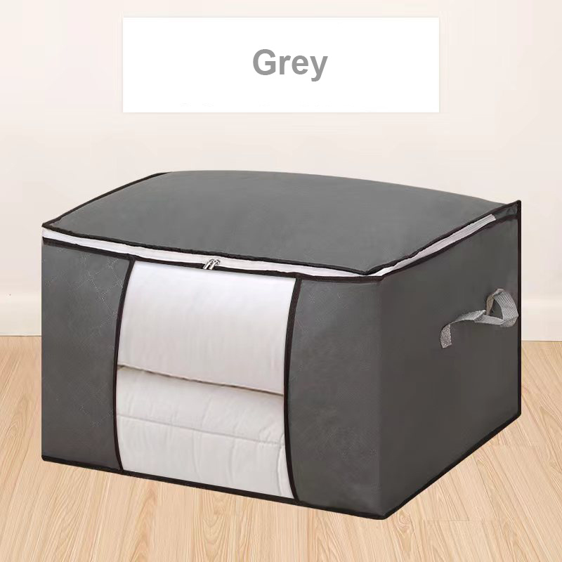 Spencer 2Pcs Foldable Storage Bag Clothes Blanket Large Capacity Quilt  Closet Sweater Organizer Box Pouches (23.2x16.1x13.4, Grey-1)