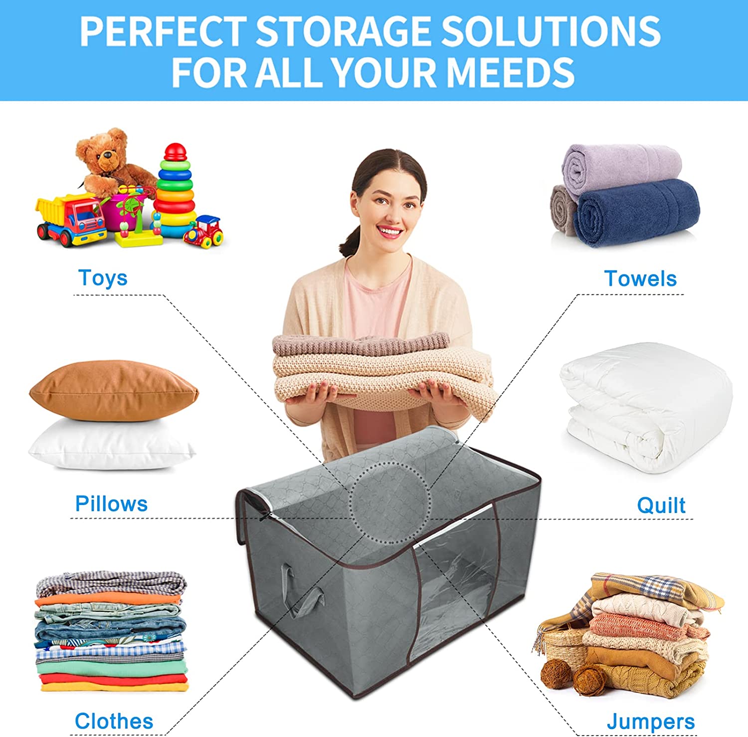 1pc 90l Large Capacity Clothes Storage Bag Organizer Containers For ...