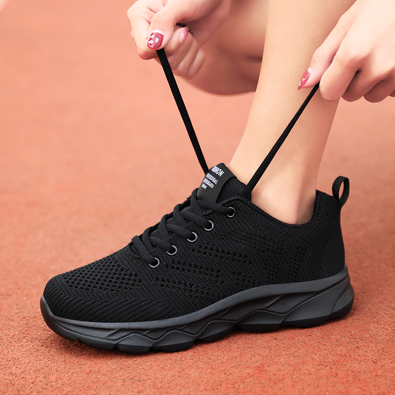 Zapatillas Negras Mujer Cordones Zapatos para Correr de Encaje a la Moda,  Zapatos de Malla para Mujer, Zapatillas Deportivas para Mantener el Calor,  Zapatillas Transpirables para : : Moda