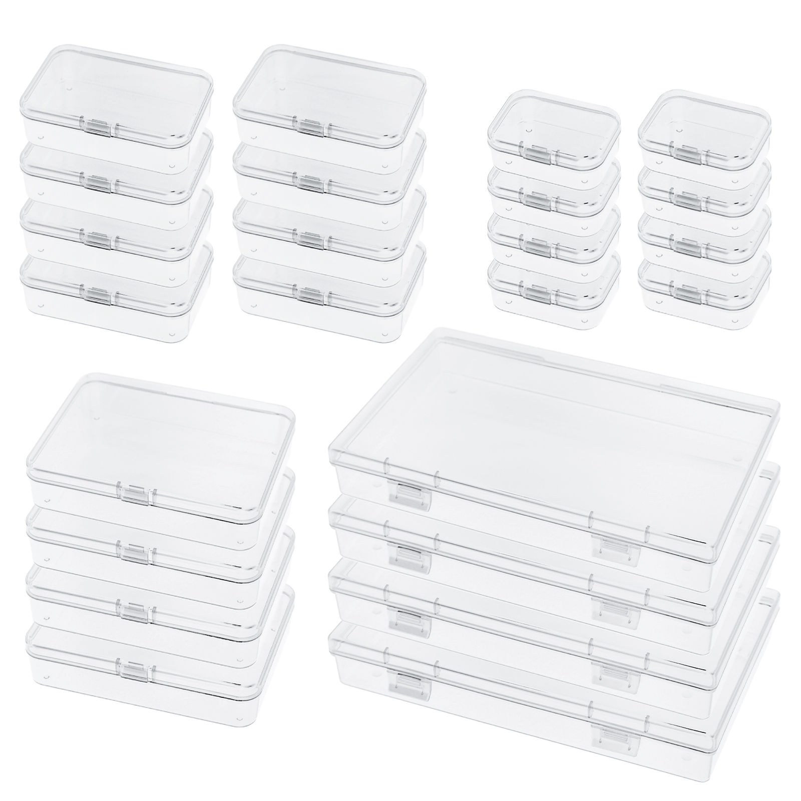 24 Pcs Mixed Sizes Small Plastic Box Rectangular Mini Clear Plastic Storage  Containers Plastic Beads Storage Containers Empty Case Organizer with