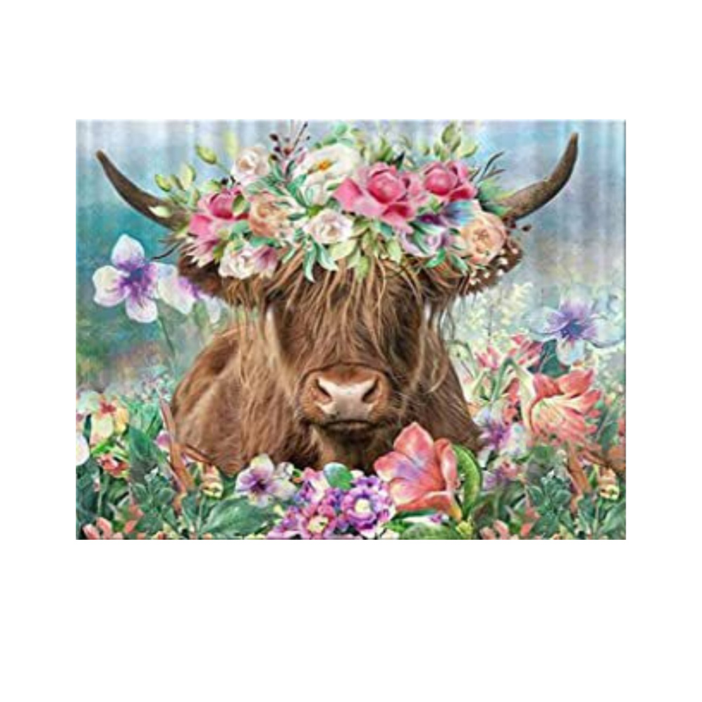 1pc 5d Diamond Painting Kits Animal Highland Cattle Full Drill Round