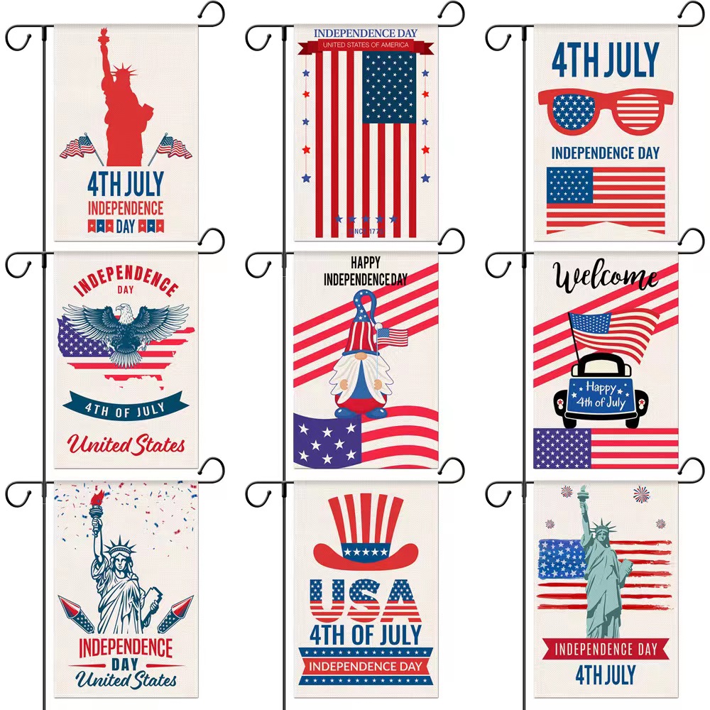 1pc American Independence Day Decoration Garden Flag Linen Garden Flag ...