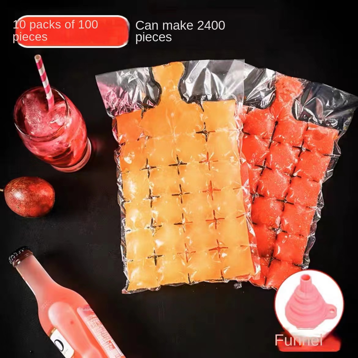 Disposable Ice Cube Bag 100 Pack (2400 Ice Cubes, 100 Bags): Ice Cube  Trays: Home & Kitchen 