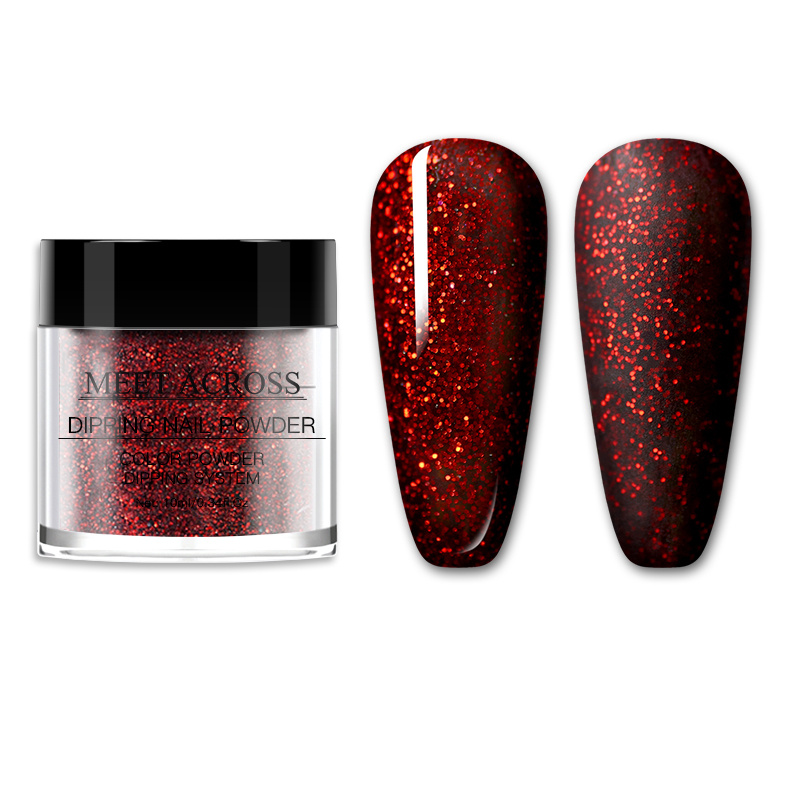 MEET ACROSS Color-Changing Dipping Nail Powder Dust Glitter French