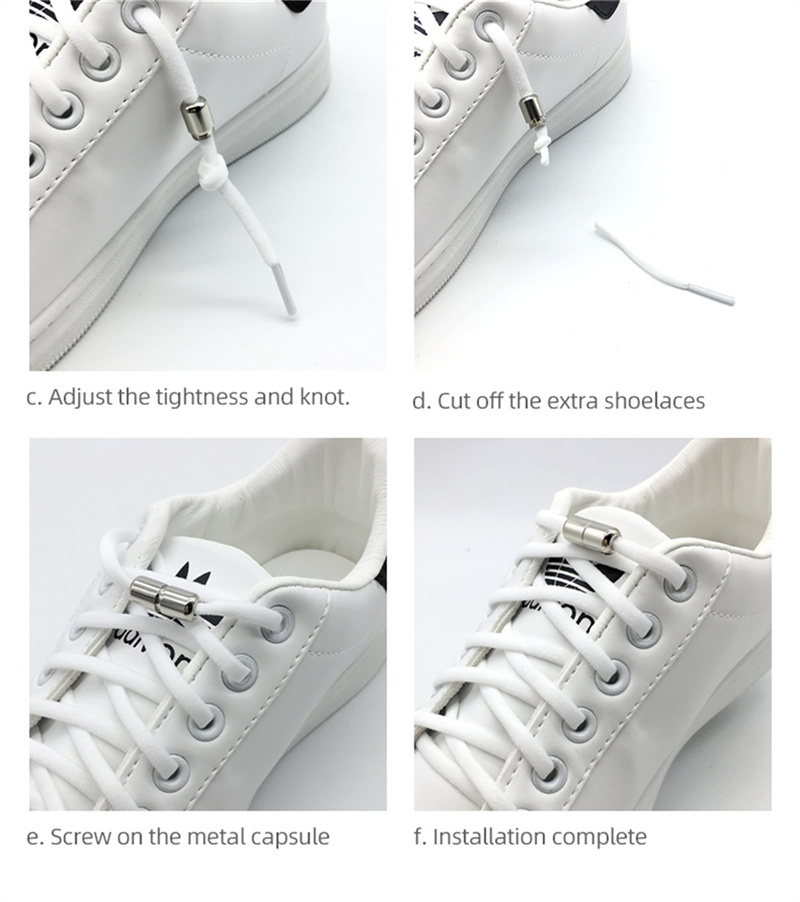 Elastic No Tie Shoelaces Semicircle Shoe Laces and Adult Sneakers Shoelace Quick Lazy Metal Lock Strings Rope