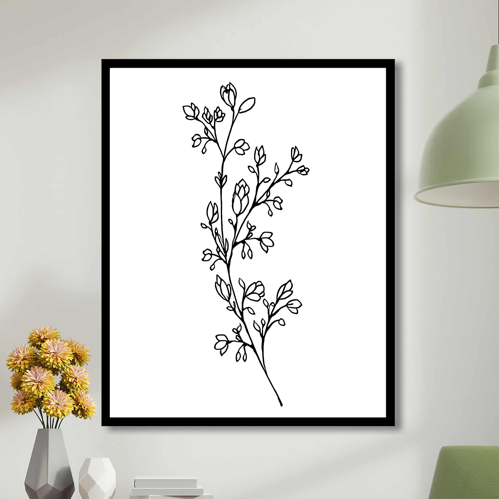 Unframed Simple Abstract Black White Botanical Floral Decor - Temu ...