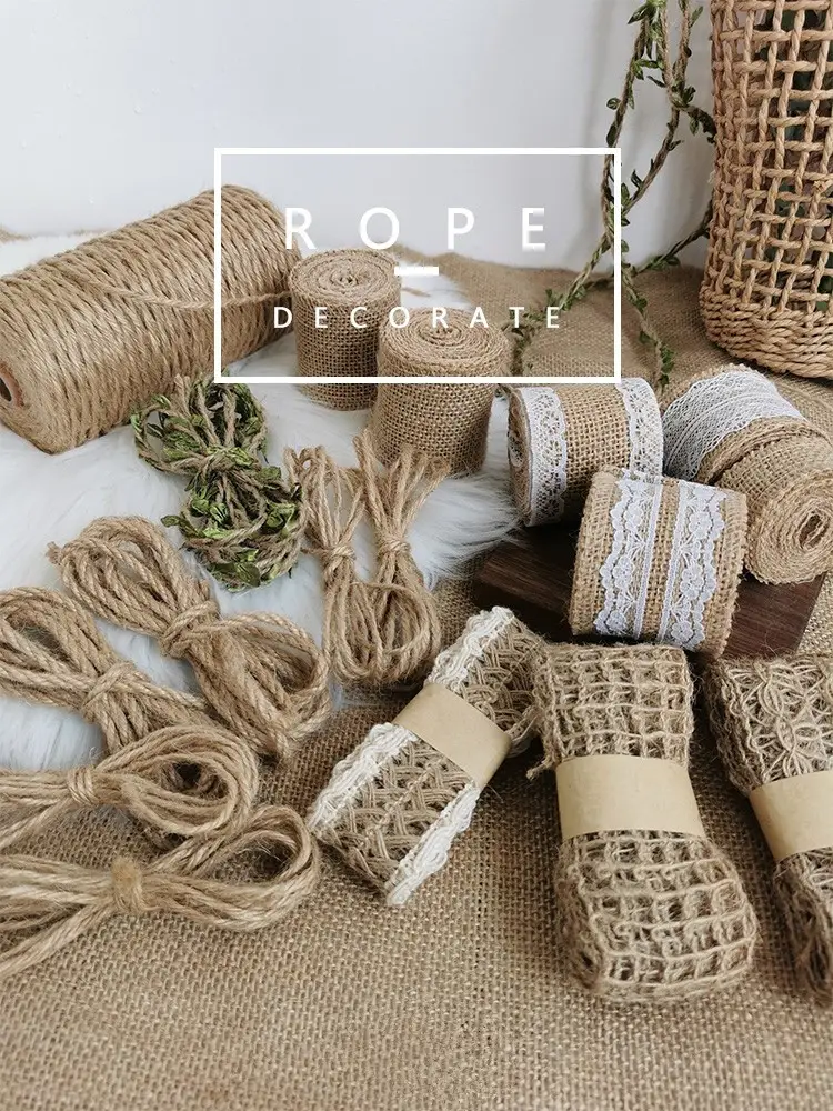 1 Roll, Lace Hemp Rope Rope Vase Cake Decoration Armrest Water Pipe  Handmade Material Wall Wall Hanging Decoration Woven Rope Art Grid Gift  Wrapping