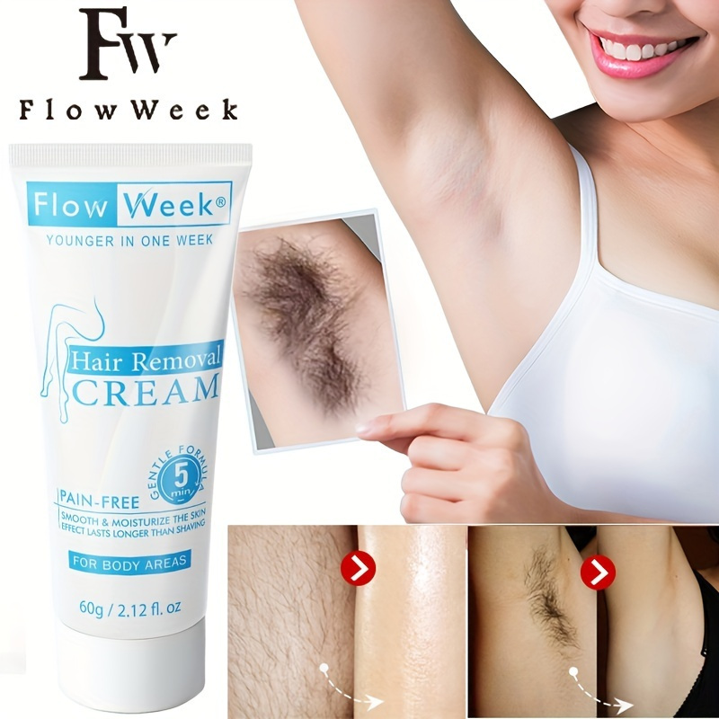 Flow Week Fast Hair Removal Cream Painless Permanent Hair Removal Underarm Legs Beard Depilatory Sensitive Formula Suitable For All Skin Types