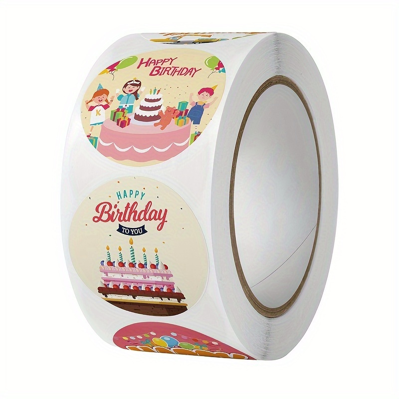 500pcs/roll Birthday Happy Sticker Gift Bag Lid Sticker, For Gift Wrapping, Party, Birthday,