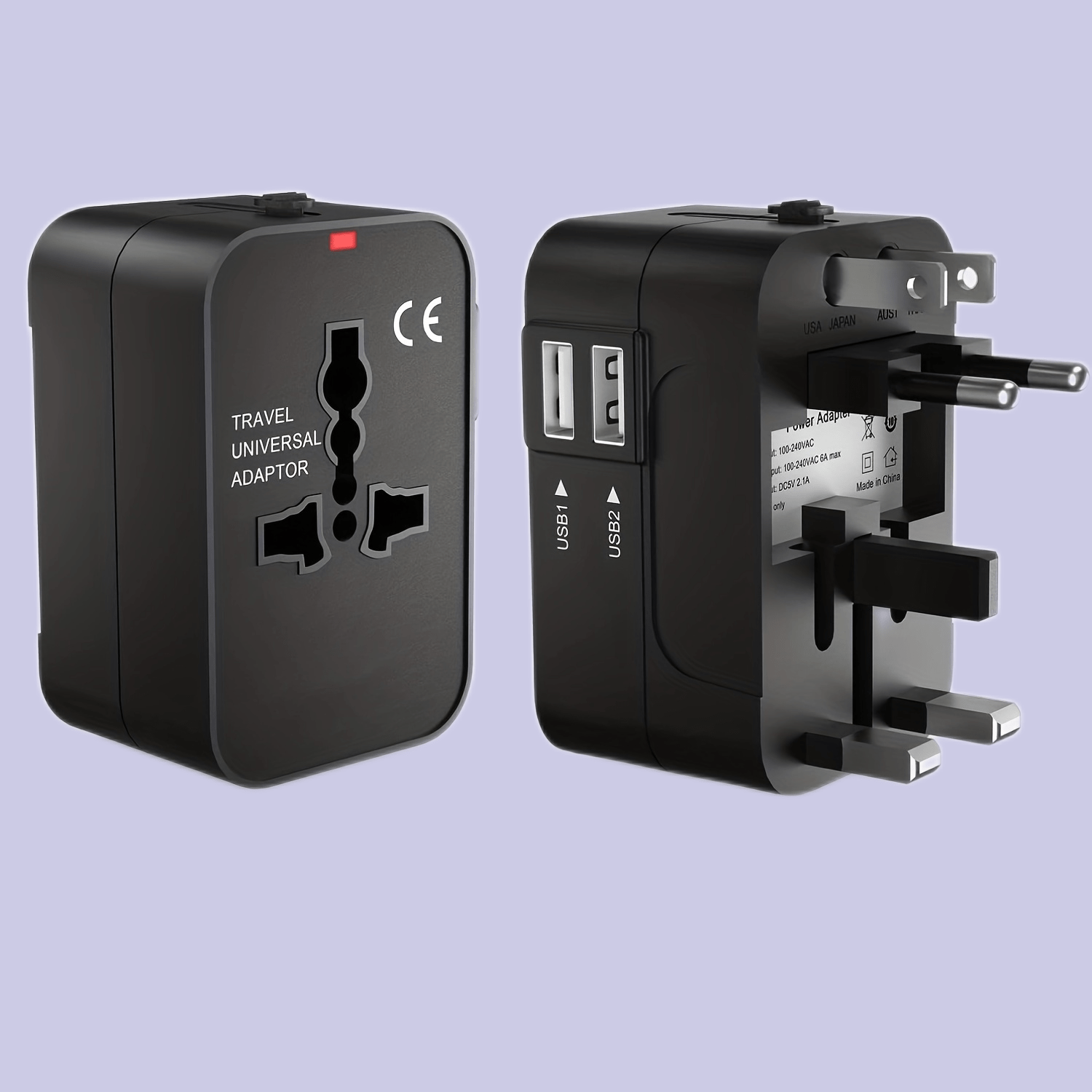 Adaptador de enchufe universal 2 en 1 con conexión a tierra tipo G,  adaptador para Reino Unido, Hong Kong, Singapur y más. Certificado por la  CE