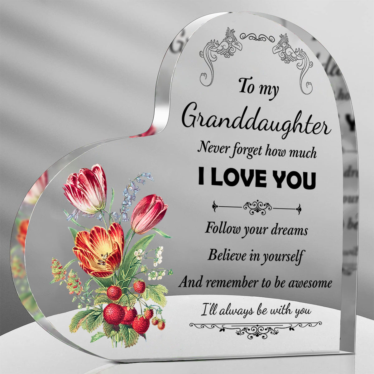 

1pc, To My Granddaughter Gifts From Grandma Grandpa, Gifts Given To Granddaughter, Great Granddaughter's Birthday Commemorative Gift, Acrylic Desktop Decoration