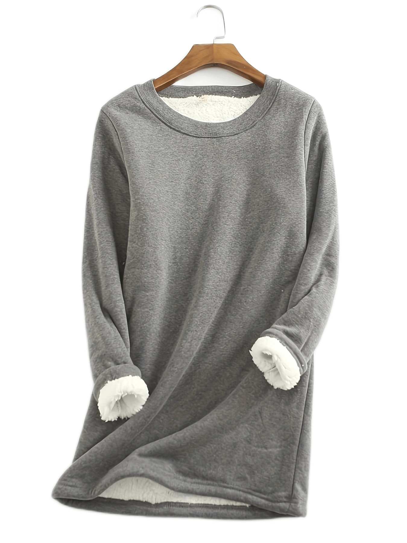 Plus Size Basic Thermal Underwear Top, Women's Plus Fleece Lined Long  Sleeve Crew Neck Warm Sweatshirt